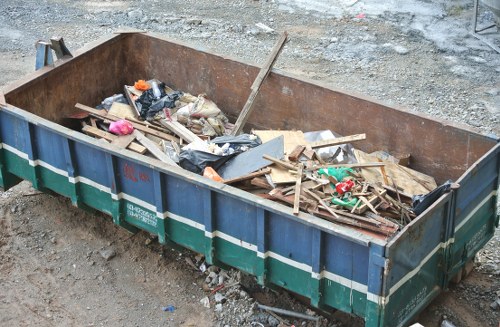 Residential property with a skip in the backyard