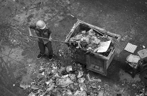 Construction project waste in a builders skip