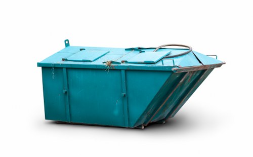 Skip hire vehicle parked on a suburban Purley street beside a property